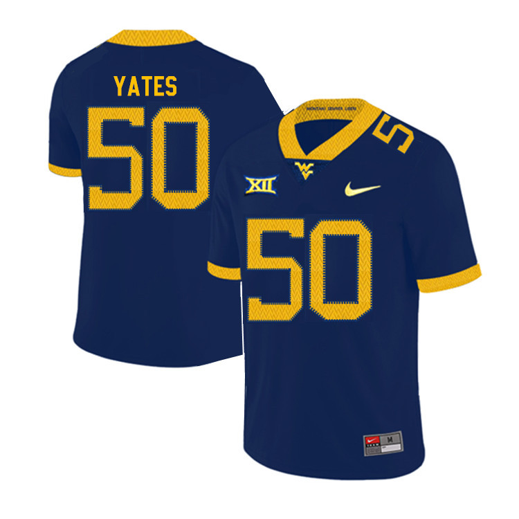 NCAA Men's Brandon Yates West Virginia Mountaineers Navy #50 Nike Stitched Football College 2019 Authentic Jersey TR23I37FY